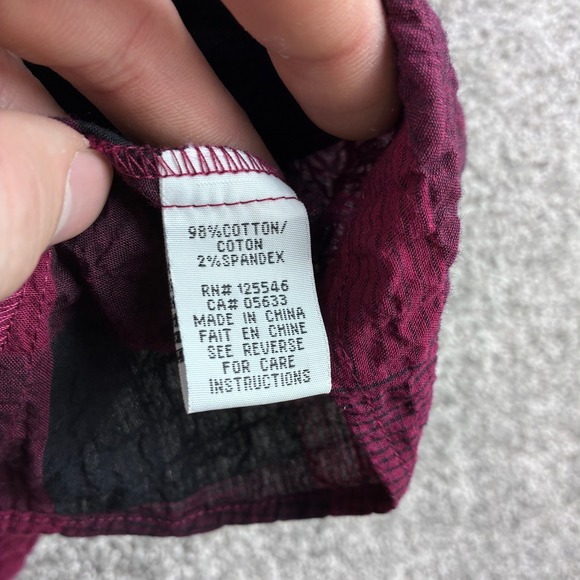 Habitat Textured Shirt Women's Small Red Buffalo Button Down Clothes To Live In - Picture 3 of 5